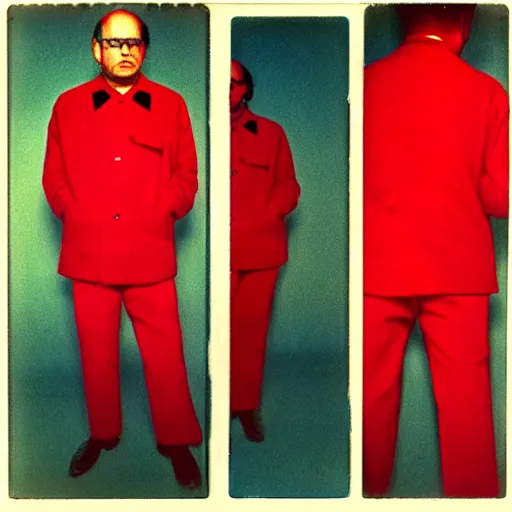 Prompt: polaroid george costanza as in red communist clothing, 1 9 7 0 s, colored, by nan goldin