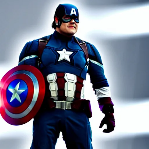 Image similar to film still of jack black as captain america, photography