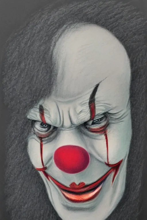 Image similar to chalk pastel drawing of a crying clown, sharp, detailed, behance