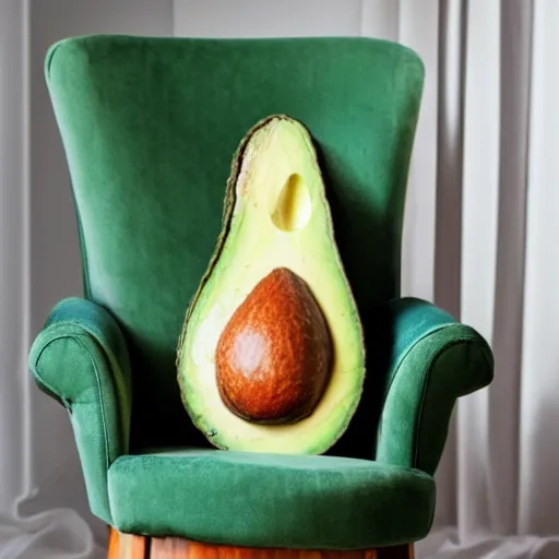 Prompt: an avocado as an arm chair