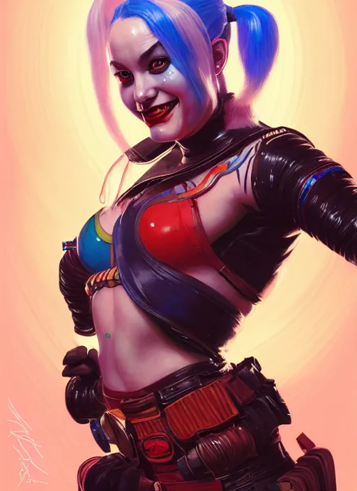 Prompt: portrait of apex legends harley quinn, intricate, elegant, glowing lights, highly detailed, digital painting, artstation, glamor pose, concept art, smooth, sharp focus, illustration, art by artgerm and greg rutkowski, artey freytag