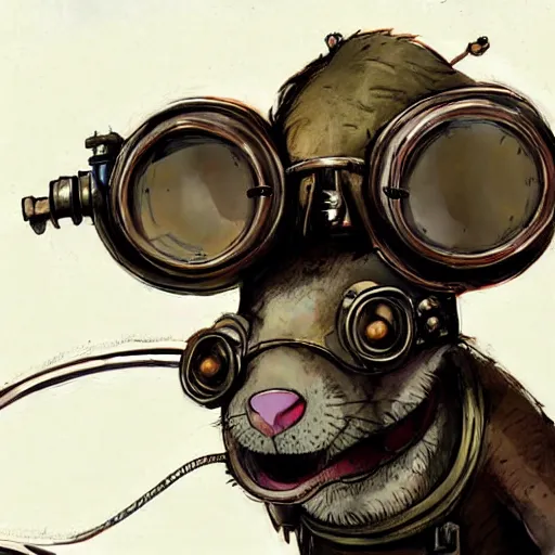 Image similar to a rat with steampunk googles, by Ian McQue