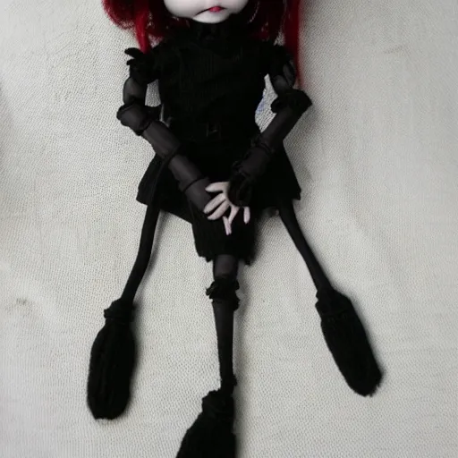 Image similar to creepy doll cursed witchcraft black eyes toy Lovecraftian dark blackness simple doll