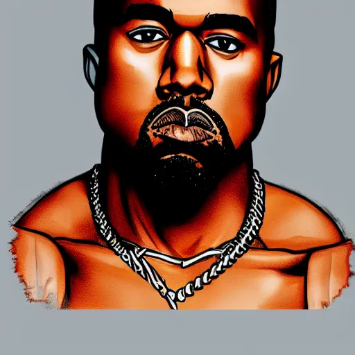 Image similar to kanye west drawn in the style of jojo's bizarre adventure