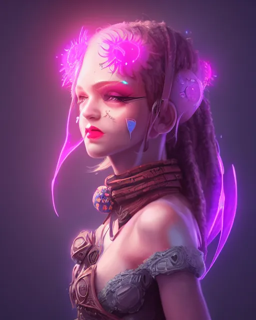 Image similar to ultradetailed rpg character portrait of a cute nebulapunk witch, digital art,, intricate, sharp focus, trending on artstation hq, deviantart, volumetric lighting, unreal engine, octane render