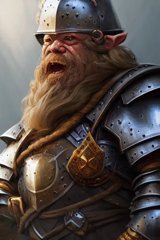 Image similar to dwarf knight portrait, highly detailed, d & d, fantasy, highly detailed, digital painting, trending on artstation, concept art, sharp focus, illustration, global illumination, ray tracing, realistic shaded, art by artgerm and greg rutkowski and fuji choko and viktoria gavrilenko and hoang lap