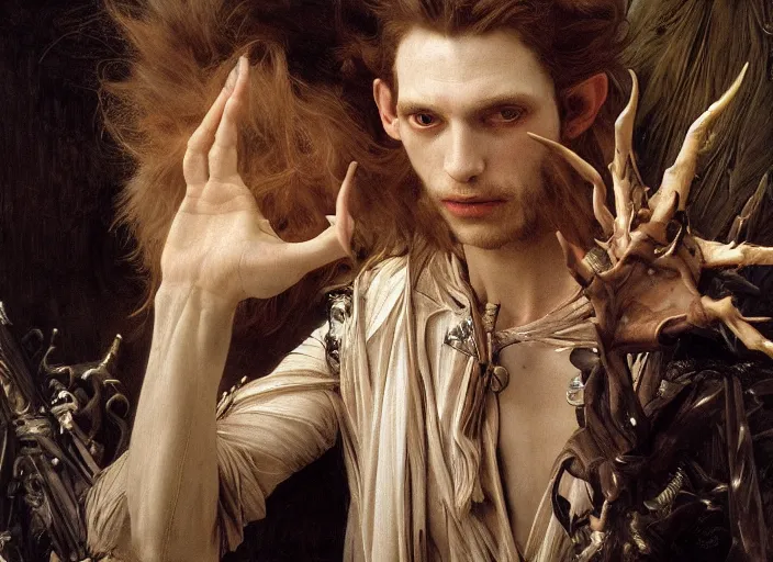 Image similar to jared the goblin king by edgar maxence and caravaggio and michael whelan and delacroix style, artistic, intricate painting, cinematic lighting, hyper realistic, extremely detailed, establishing shot, 8 k resolution, dramatic lighting