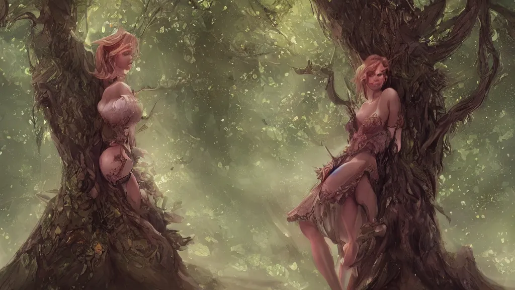 Prompt: a tree in the shape of a woman, fantasy artwork, award winning, very very very very very very very beautiful, artstation