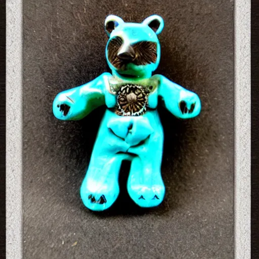 Prompt: a turquoise bear warlock