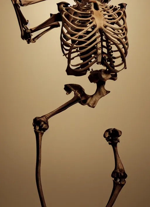 Prompt: human skeleton swallows a sword, photorealistic, rendered in octane, by gunter von hagens, highly detailed, 8 k, postprocessing