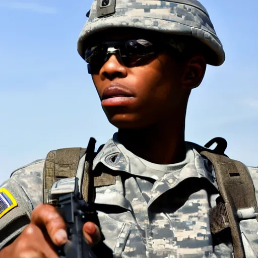 Prompt: Photo of a US soldier, Close-up shot