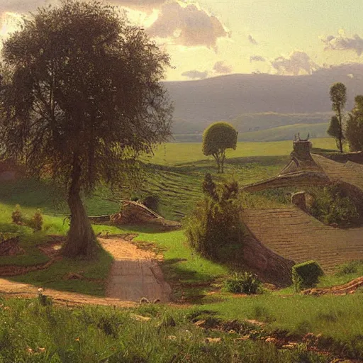 Image similar to The Shire painted by Ivan Kramskoi