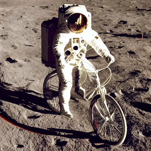 Prompt: astronaut riding a bike to the moon