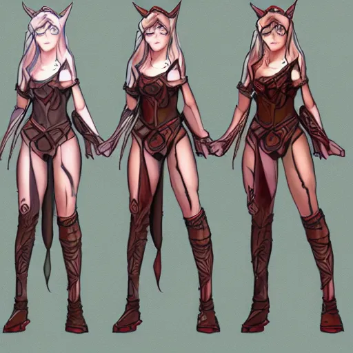 Image similar to character outfit concept sheet of fantasy female elf, by Zakariah and Nippaaah, artstation, highly detailed, character outfit design