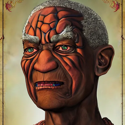 Prompt: dragon with the face of bill cosby realistic detailed fantasy art