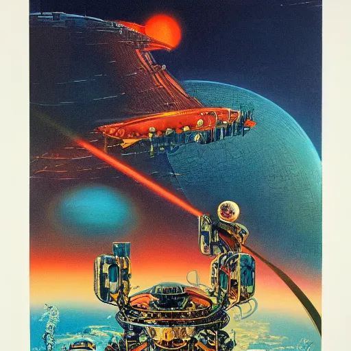 Image similar to elmo in the style of a 7 0 s science fiction novel cover, highly detailed, bruce pennington, peter jones