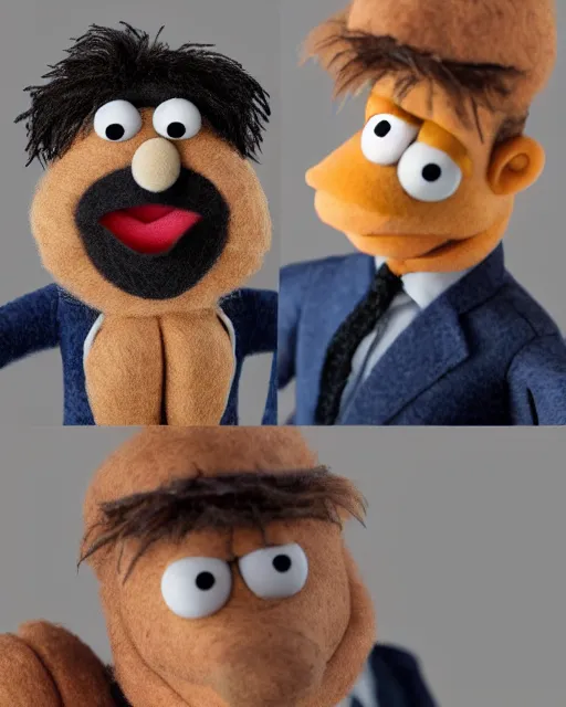 Prompt: oscar from the office as a muppet. highly detailed felt. hyper real photo. 4 k.