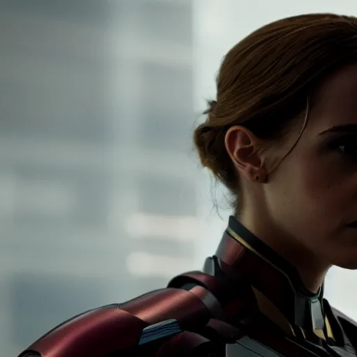 Image similar to a still of emma watson in iron man