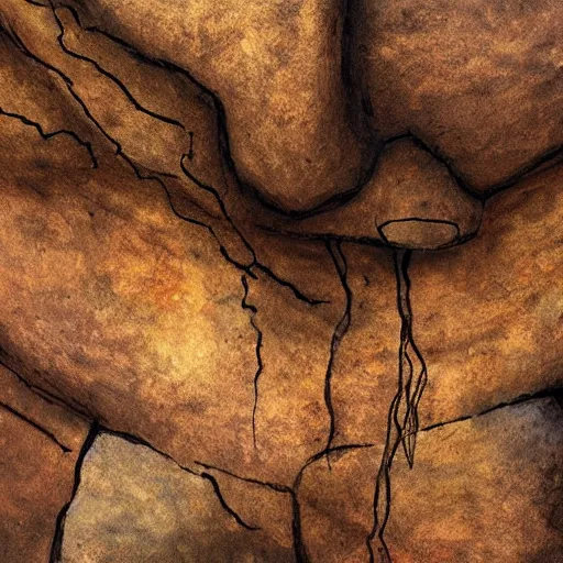 Prompt: realistic cave painting, cave, high quality, rocks, paint