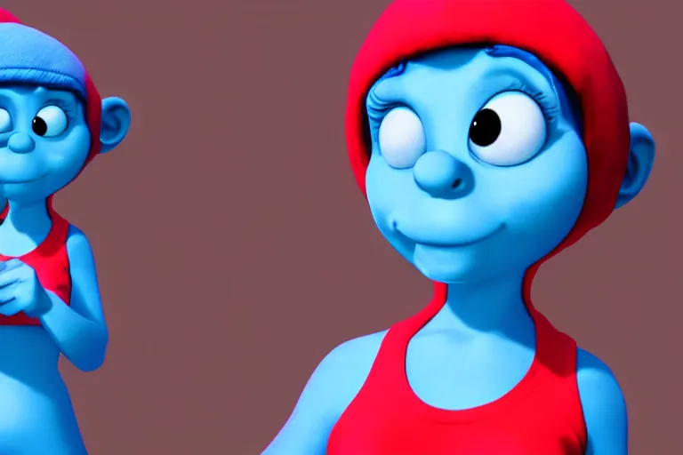 Image similar to Spherical smurffette, digital art, cinematic, highly detailed, 8k