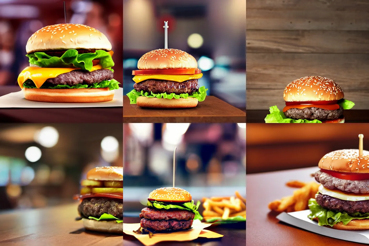 Prompt: phone photo of Mc Donalds burger on table with fried rat inside, low resolution, disgusting