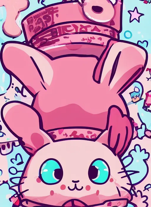 Prompt: amazingly detailed semirealism, anthropomorphic pink rabbit character wearing a bucket hat. Cute, kawaii, Cooky, bt21, Sanrio inspired. Beautiful artwork, Rabbt_character, rabbit_bunny, 獣, iconic character splash art, Detailed fur, detailed textures, 4K high resolution quality artstyle professional artists WLOP, Aztodio, Taejune Kim, Guweiz, Pixiv, Instagram, dribbble, ArtstationHD