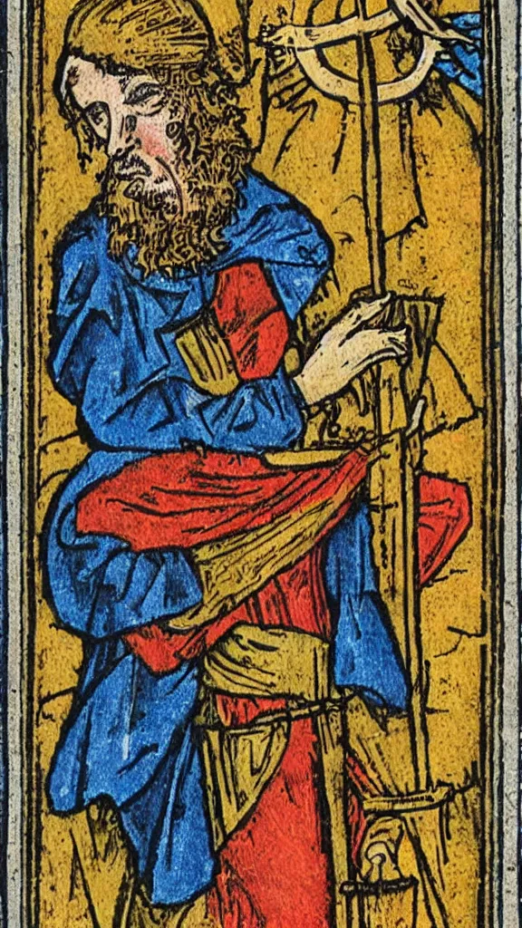 Prompt: The Quirky Guy, medieval tarot card