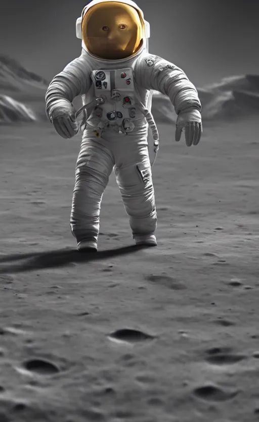 Image similar to astronaut on the moon, clash of clans, 8 k, shallow depth of field, intricate detail, 3 d render,