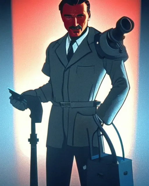 Prompt: Errol Flynn as a scientist. 1980s dystopian Soviet Russia, propaganda screens. Unreal engine, fantasy art by Ilya Kuvshinov. Faithfully depicted facial expression, perfect anatomy global illumination, radiant light, detailed and intricate environment