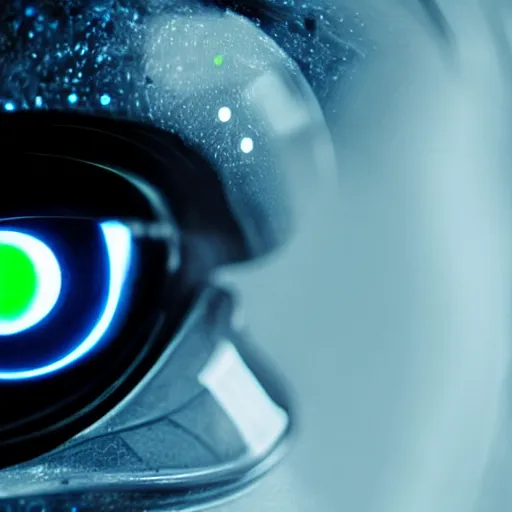 Image similar to futuristic robot with neon eyes, hyperrealistic, cinematic, epic