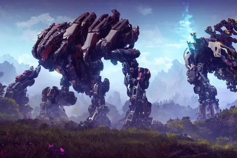 Image similar to watcher machine mecha animal beast robot of horizon forbidden west horizon zero dawn bioluminiscence global illumination ray tracing hdr fanart arstation by sung choi and eric pfeiffer and gabriel garza and casper konefal