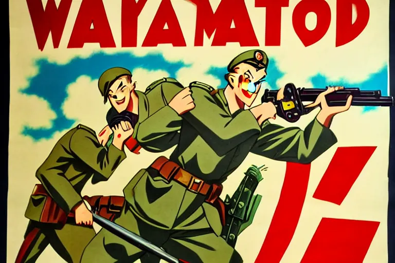 Image similar to 1940s, war, anime, poster, propaganda