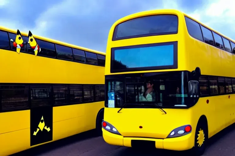 Image similar to a bus full of pikachu