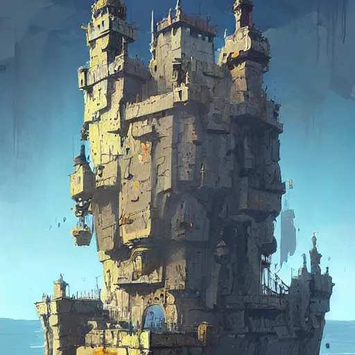 Prompt: an incredible floating castle by ian mcque