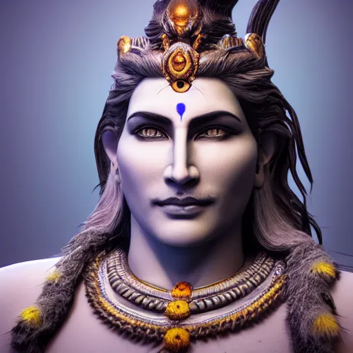 Image similar to portrait of shiva, ultra realistic photography, highly detailed, photorealistic, octane render, 8 k, unreal engine