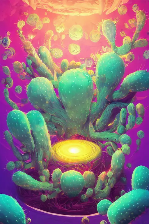 Image similar to roots cactus sushi cristal smurf ghost creature animal sushi cristal very big eye roots cactus elemental flush of force nature micro world fluo fishscale, behance hd by jesper ejsing, by rhads, makoto shinkai and lois van baarle, ilya kuvshinov, rossdraws radiating a glowing aura global illumination ray tracing hdr