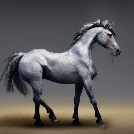 Image similar to concept art of hybrid human and horse wearing coat, anthropomorphic horse wearing a coat and standing on two legs like human, digital art, photo realistic, highly detailed