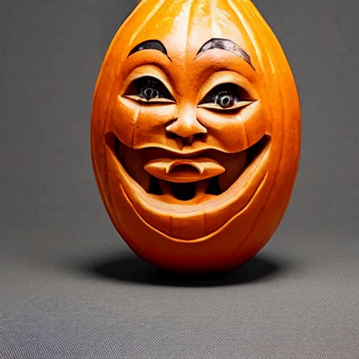 Image similar to gourd carved to look like the face of amber heard