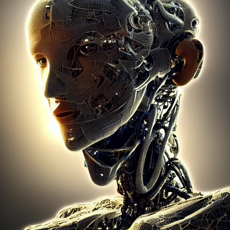 Image similar to hyperrealistic mixed media portrait of a Robot of Roland Busch forward angle, stunning 3d render inspired art by P. Craig Russell and Barry Windsor-Smith + perfect facial symmetry + dim volumetric lighting, 8k octane beautifully detailed render, post-processing, extremely hyperdetailed, intricate futuristic mechanic parts, epic composition, grim yet sparkling atmosphere, cinematic lighting + masterpiece, trending on artstation