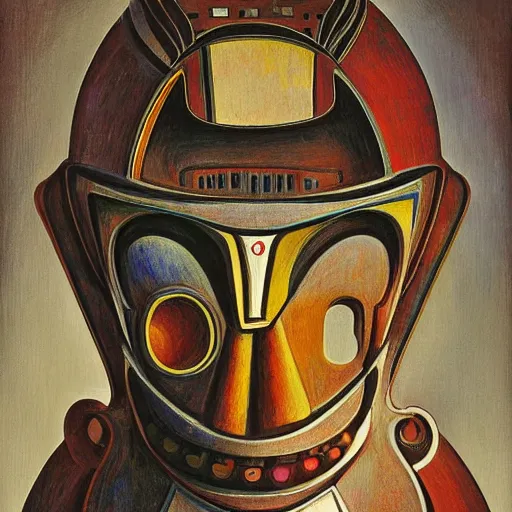 Prompt: the robot wearing her human mask, by kit williams and diego rivera, symbolist, dramatic lighting, elaborate geometric ornament, art brut, god rays, soft cool colors, smooth, sharp focus, extremely detailed