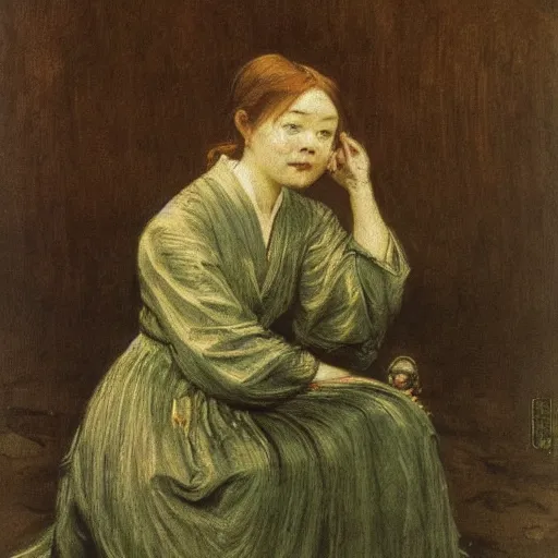 Prompt: by millais, painting of victorian yokai, 8 k, highly detailed,