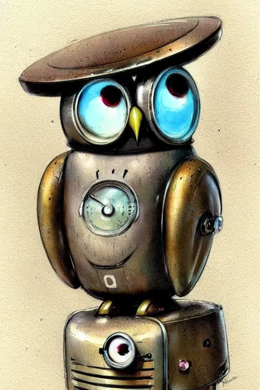 Image similar to (((((1950s cute retro robot owl . muted colors.))))) by Jean-Baptiste Monge !!!!!!!!!!!!!!!!!!!!!!!!!!!!!!