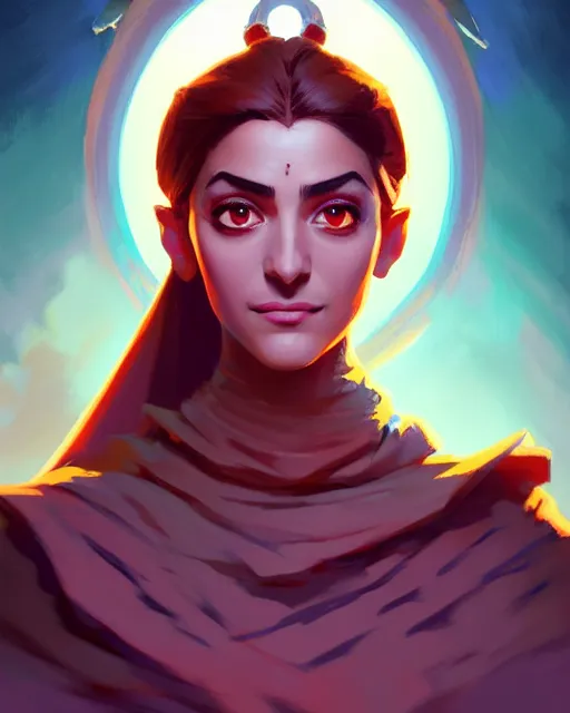 Prompt: symmetrical centered painted portrait, Maya Ali as a mage, Gloomhaven, matte painting concept art, official fanart behance hd artstation by Jesper Ejsing, by RHADS and Makoto Shinkai and Lois van baarle and ilya kuvshinov and rossdraws