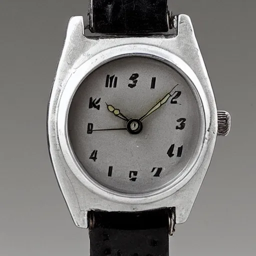 Prompt: soviet wristwatch. soviet photograph.