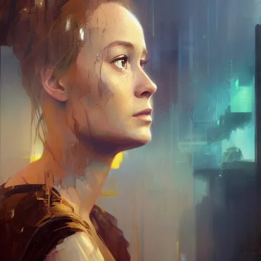 Image similar to brie larson, hyperrealistic portrait, bladerunner street, art of elysium by jeremy mann and alphonse mucha, fantasy art, photo realistic, dynamic lighting, artstation, poster, volumetric lighting, very detailed face, 4 k, award winning