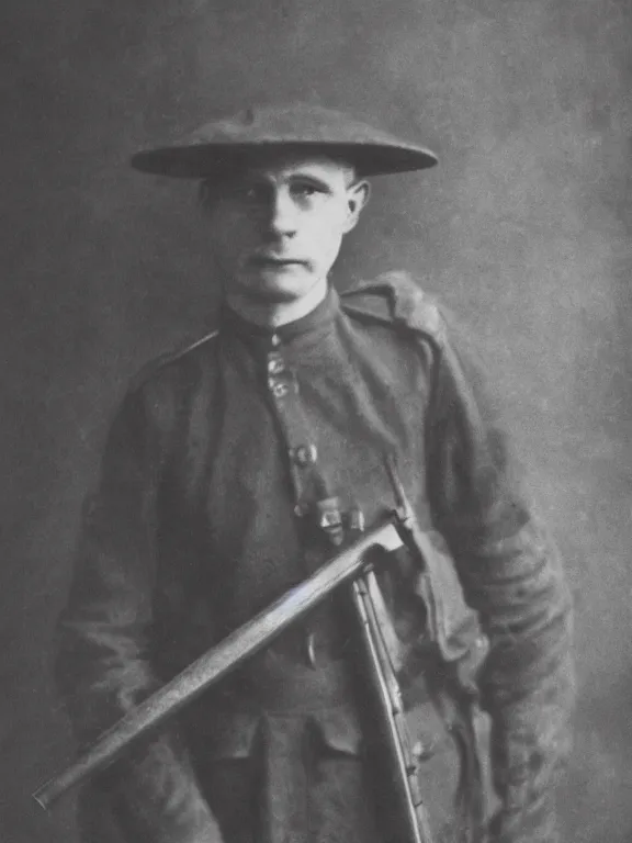 Image similar to portrait of grim reaper, ww1 photo, grainy, high detail, high resolution,