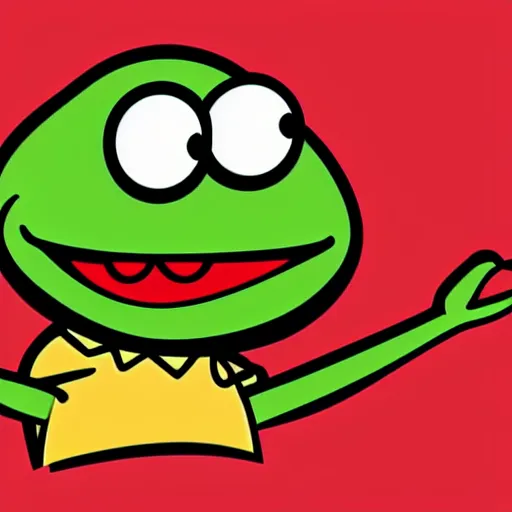 Prompt: A portrait of Kermit the Frog from Sesame Street, sticker, highly detailed, colorful, illustration, smooth and clean vector curves, no jagged lines, vector art, smooth