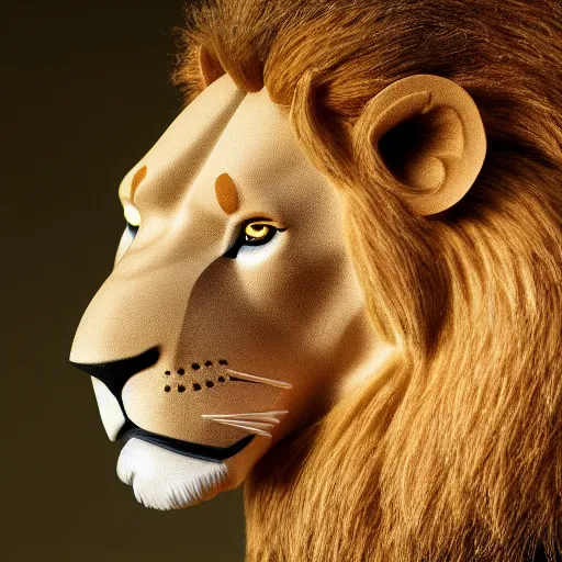 Image similar to a figma lion, side view, full body, 4 k, highly detailed, subject centered, uncropped, studio photography, artstation trending