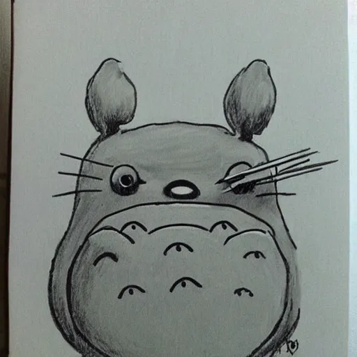Prompt: totoro sketch by bob ross