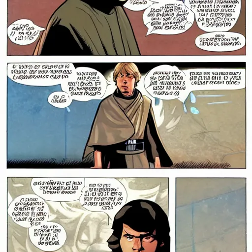 Prompt: luke skywalker reading a Bible, Star Wars comic book art